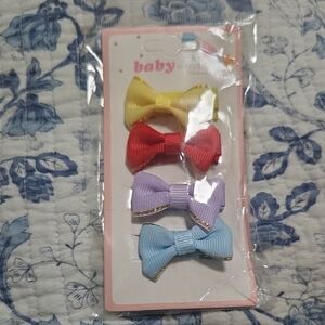 Baby Bow Hair Clip Set — Yellow, Red, Purple, Blue